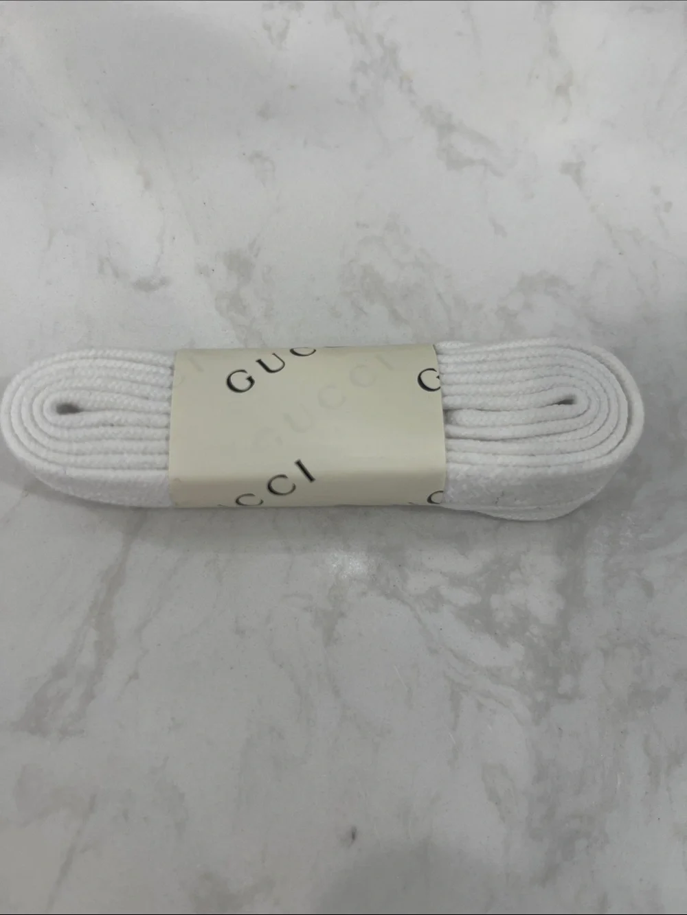 Gucci White Cotton Shoelaces with Branded Sleeve